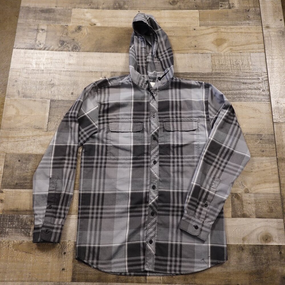 Burton flannel shirt jacket hooded‎ men's medium gray dryride